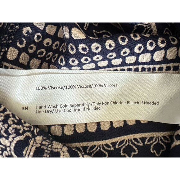 Band of Gypsies Women’s Small Shell Print NAVY/SAND Tie Neck Dress Boho Bohemian - Picture 5 of 5